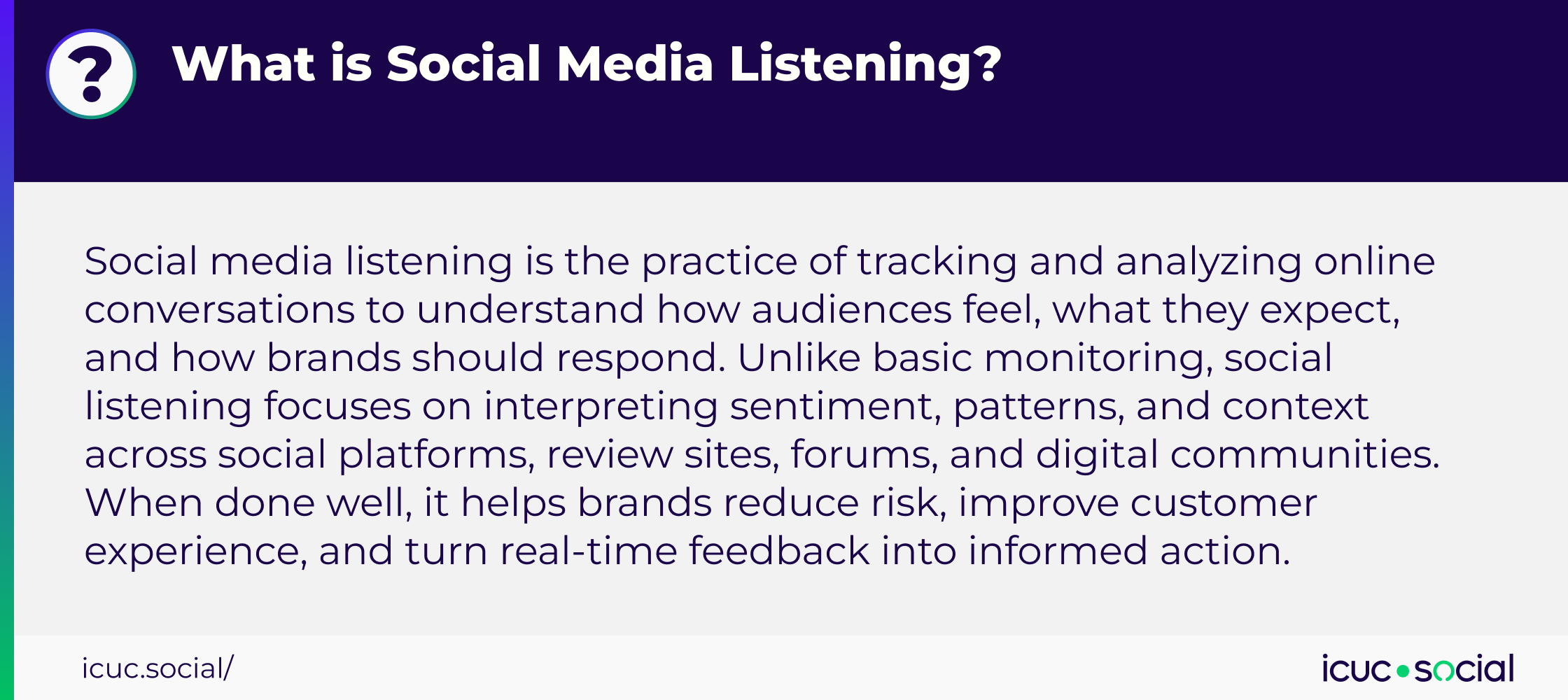 What is Social Media Listening? Social media listening is the practice of tracking and analyzing online conversations to understand how audiences feel, what they expect, and how brands should respond.  Unlike basic monitoring, social listening focuses on interpreting sentiment, patterns, and context across social platforms, review sites, forums, and digital communities.  When done well, it helps brands reduce risk, improve customer experience, and turn real-time feedback into informed action.